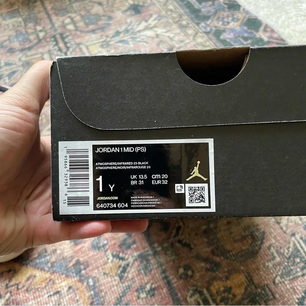 Nike Air Jordan 1 Mid PS Sz 1 Youth Atmosphere Pink Infrared 23 Black 640734-604 - Picture 11 of 12